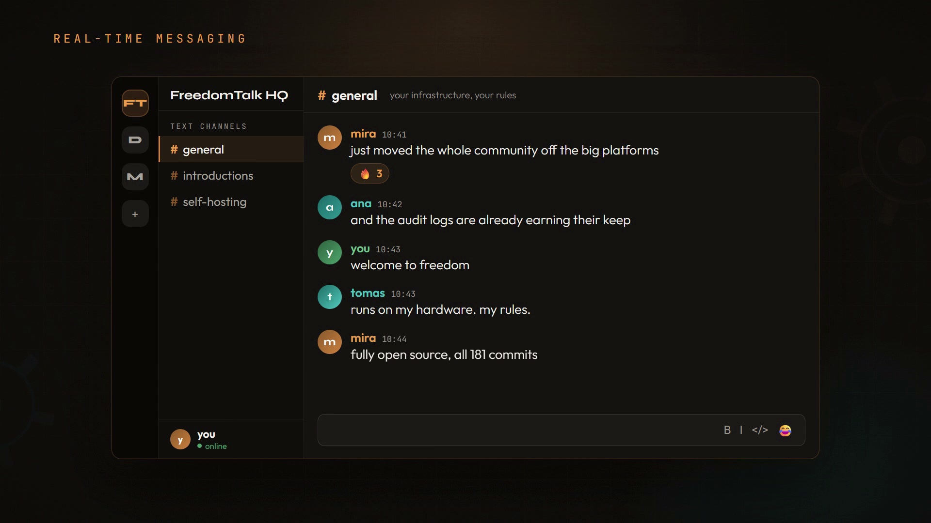 freedomtalk poster, chat interface